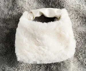 White Y2K Faux Fur Soft Two-way Crossbody Mini Handbag Purse thumbnail 1