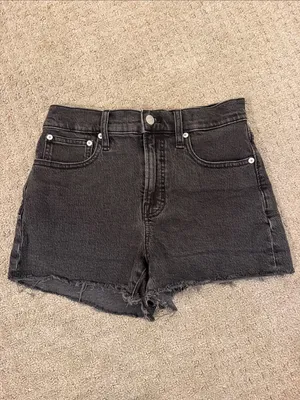 Madewell Black The Perfect Jean Shorts Frayed Hem High-Rise - 26 thumbnail 2
