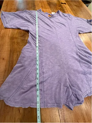 NeWViV Lavender Mineral Wash Knit Romper S 100% Cotton Raw Seam Keyhole Pocket thumbnail 11