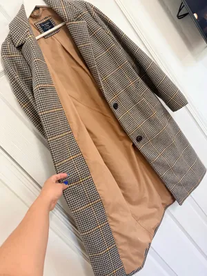 Abercrombie & Fitch XS Houndstooth Plaid Long Coat Quiet Luxury Old Money Preppy thumbnail 5