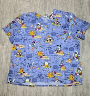 Disney Halloween Scrub Top in Lavender 2X Mickey Mouse thumbnail 1