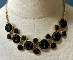 Black and gold tone statement necklace thumbnail 1
