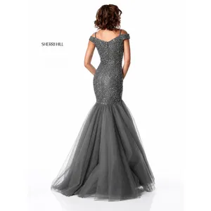 Sherri Hill 51446 Gunmetal Beaded Mermaid‎ Gown Size 2 $798 NWT thumbnail 2