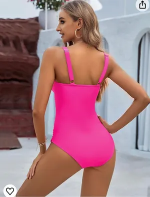 BMJL Women's Tummy Control Swimsuits Mesh Sexy One Piece Bathing Suits Slimming V Neck thumbnail 3