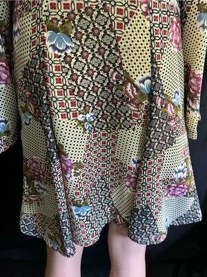 Necessary Objects Vintage Olive Patchwork Floral Midi Dress SM NWT thumbnail 10