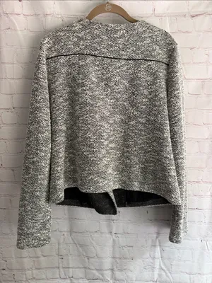 Banana Republic Black & White Tweed-like Zip-Front Blazer Jacket Woman’s Size 12 thumbnail 3