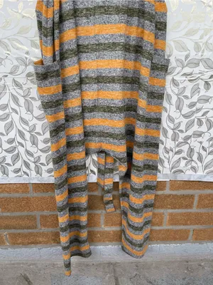 Free People Striped Cozy Knit Jumpsuit Lagenlook Boho Drop Crotch Pocket L thumbnail 9