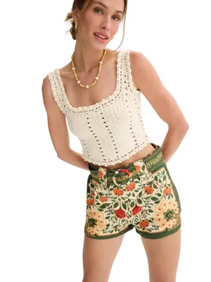 FARM Rio Sand Garden Tapestry Shorts in 27 Womens Print Cotton Twill thumbnail 4