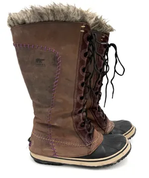 Sorel Women's Brown Cate The Great Brown Lace Up Fur Snow Boots Size 7.5 thumbnail 1