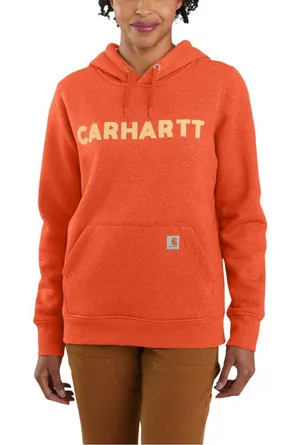 Carhartt Relaxed Fit Midweight Logo Graphic Sweatshirt Women Large Orange Hoodie thumbnail 1