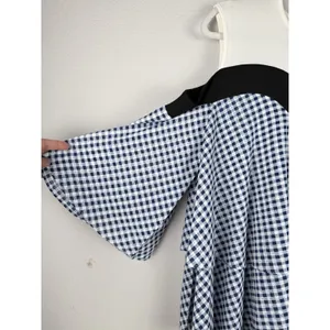 P. Luca Milano Women's Off The Shoulder Gingham Tiered‎ Ruffle Blouse Size L NEW thumbnail 5