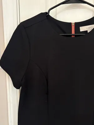 LOFT Short Sleeve Color Block Shift Dress with a Pink Bow Zipper Up Back thumbnail 4