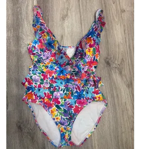Tommy‎ Bahama Watercolor Floral Wrap One-Piece Swimsuit Ruffle One Size 10 thumbnail 2