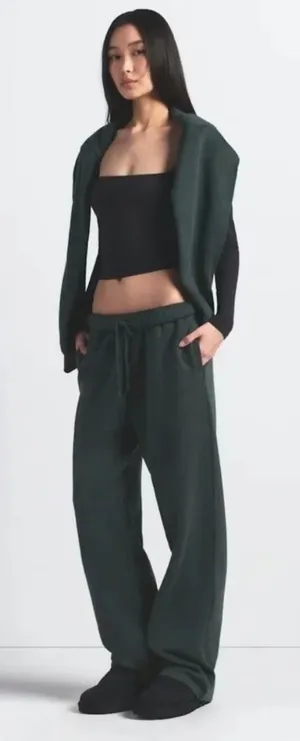 Skims cotton Fleece Classic Straight Leg pants in Spruce thumbnail 1