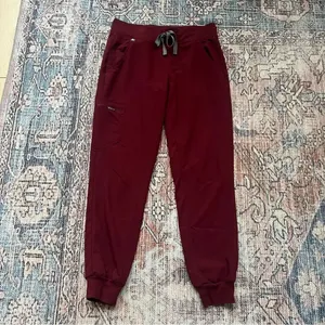 Figs Zamora Jogger Scrub Pants Burgundy Drawstring Waist Slim Fit Pant Small thumbnail 11