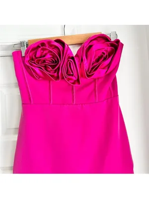 Monique Lhuillier Stella Rosette Strapless Dress thumbnail 10