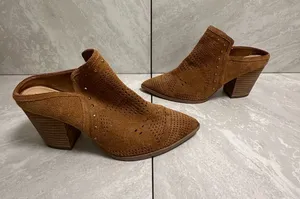 Gibson Latimer perforated suede gold studded mules Size 8.5 thumbnail 1
