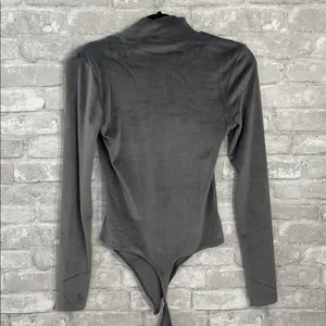 American Eagle Outfitters Charcoal Velour Bodysuit thumbnail 3