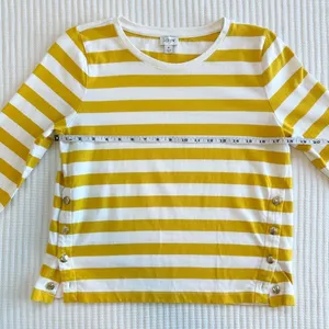 J. Crew Classic Striped Fisherman Long Sleeve Tee with Gold Buttons thumbnail 3