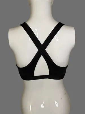 PINK Victoria's Secret Black Slashed Front Sports Bra thumbnail 6