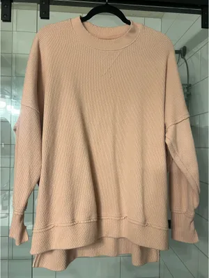 Aerie Crewneck Sweatshirt Oversized Pullover Blush Pink thumbnail 1