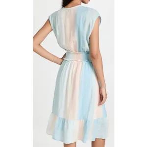Rails Ashlyn Sunset Gradient Linen Blend Smocked Midi Dress Blue Peach Small thumbnail 2