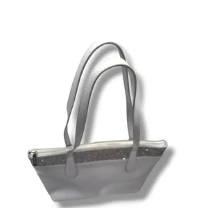 Kate Spade Tote Bag Womens Grey Saffiano Leather Silver Glitter‎ Trim Zip Top thumbnail 5