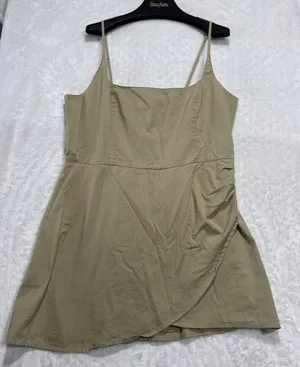 Abercrombie & Fitch Wrap Mini Dress Greenish Tan Womens XL Tall Summer Beach thumbnail 1