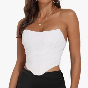 Strapless Boned Mesh Bustier Medium White thumbnail 1