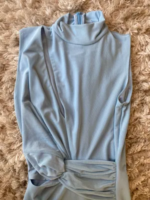 Lulu’s Light Blue Mesh Cutout Knotted Midi Dress thumbnail 4