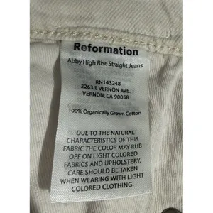 Reformation Jeans Womens 24” White Denim Amy High Rise Straight Leg thumbnail 4