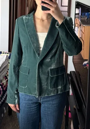 Teal Velvet Blazer Green Size M thumbnail 1