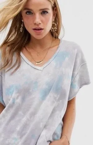 Free People All Mine Tie Dye Tee Shirt V-Neck Women's Size Small NWT New thumbnail 4
