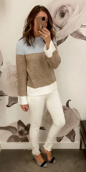 Ann Taylor Colorblock Flare Sleeve Sweater thumbnail 1
