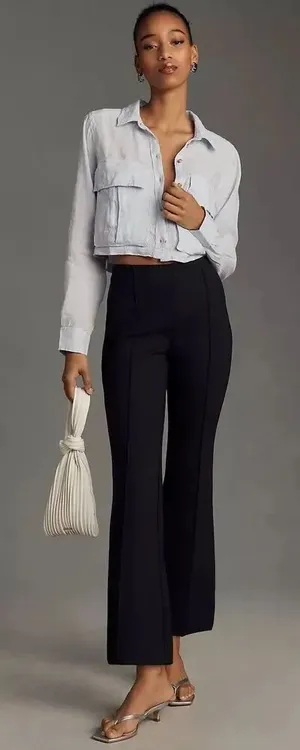 ✨Anthropologie Maeve The Margot Kick-Flare Cropped Black Sz XS Pants✨ thumbnail 1