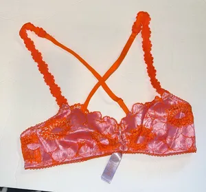 Savage X Fenty Bra Womens XS Perfect Poppies Unlined Lace Demi Racerback pink thumbnail 1