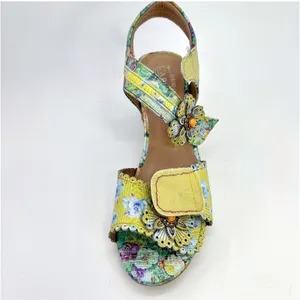 L'Artiste Spring Step Voguesh Floral Leather Block Heel Sandals 39 US 8.5 Boho thumbnail 10