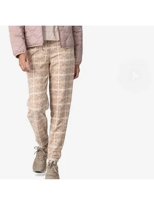 Patagonia Micro D Fleece Joggers Womens S Snow Bean Natural Geometric Cozy Pants thumbnail 3