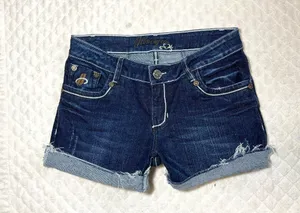 Womens Cut off Blue Jean Shorts 2 Mid Rise Denim Cut off by Hincapie Western thumbnail 1