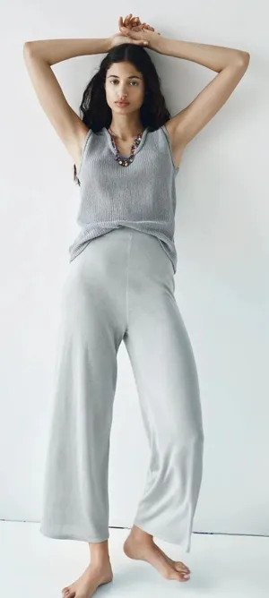 ZARA NWT  Wide Leg Knit Pants thumbnail 1