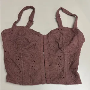 Brown RSQ Eyelet Lace Brown Women's Corset Crop Size Small thumbnail 1