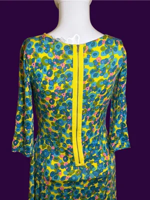 Boden Yellow, Blue & Pink Floral Scoop-Neck Midi Dress thumbnail 6