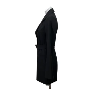 Zara Women's Black Long Sleeve Belted Notch Lapel Blazer Coat Mini Dress Size XS thumbnail 2