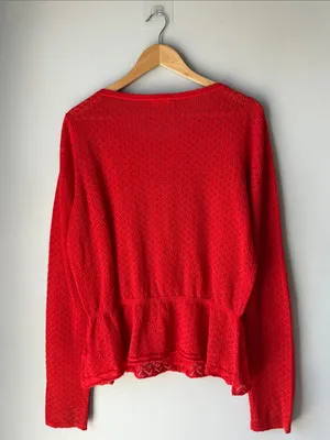 Modcloth Red Knit Peplum Sweater thumbnail 2