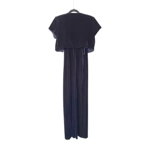 J.R. Nites Navy Blue Velvet Beaded Maxi Dress and Bolero Jacket‎ Set Vintage 10 thumbnail 2