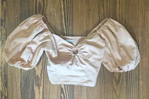 Abercrombie formal cropped puff sleeve top thumbnail 1