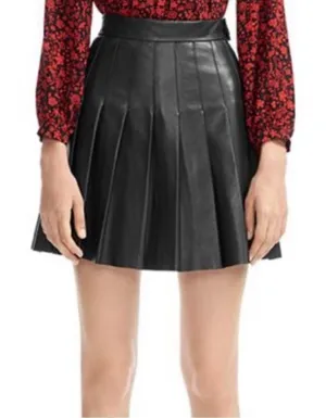 Aritzia Wilfred Le Fou Pleated Vegan Leather Skirt Black- Size 10 thumbnail 1