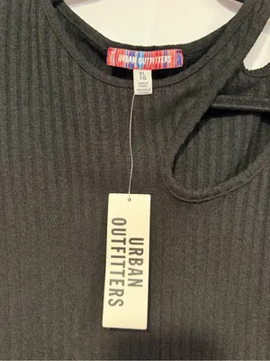 Black Ribbed NWT Urban Outfitters Asymmetrical Cutout tank Top thumbnail 3