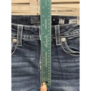 Miss Me Crop Denim Jeans Sequins/Embroidered/Gems Logo‎ Size 27 Western/Boho thumbnail 2