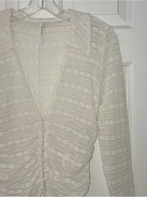 By Anthropologie Long-Sleeve V-Neck Floral Lace Top thumbnail 5